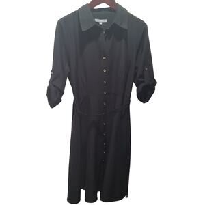 Sharagano Women’s Black Button Front Shirt Dress Size 12 – NWT $108 MSRP